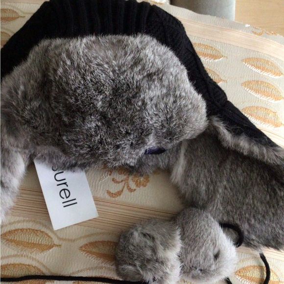 Surell” Knit Rabbit Fur Hat - Picture 2 of 3